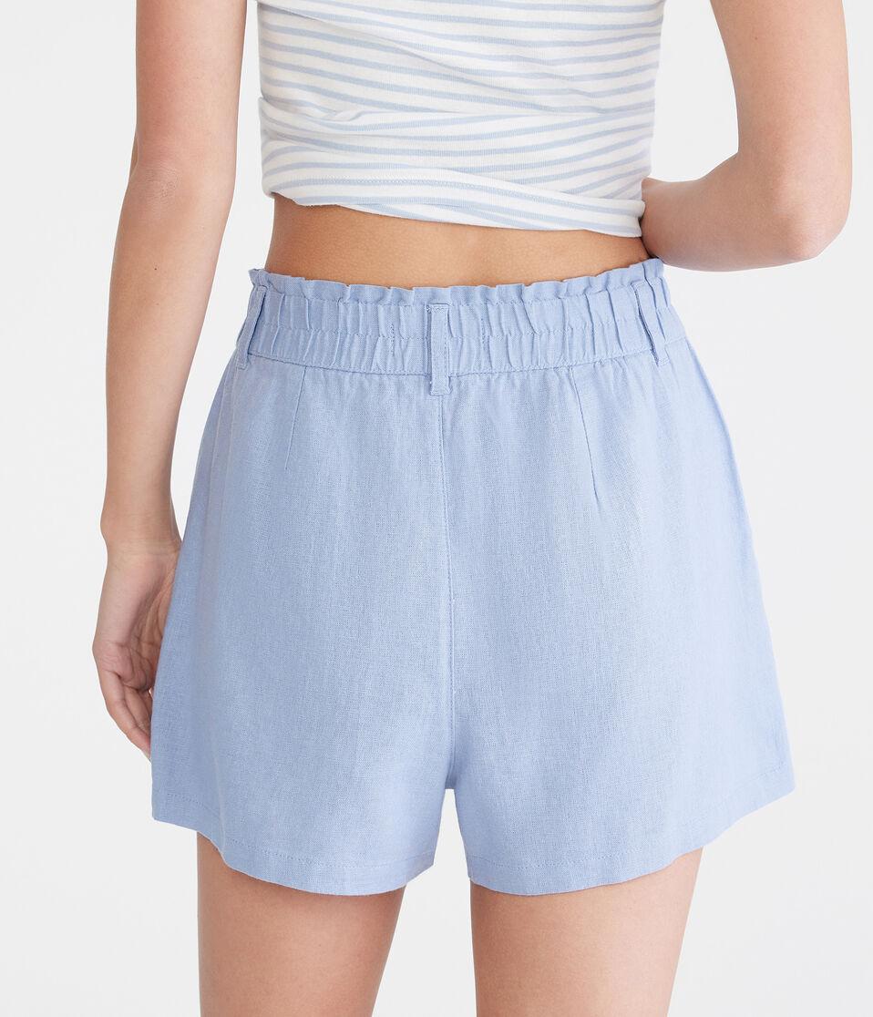 Aéropostale High-Rise Linen Shorts Royal Blue