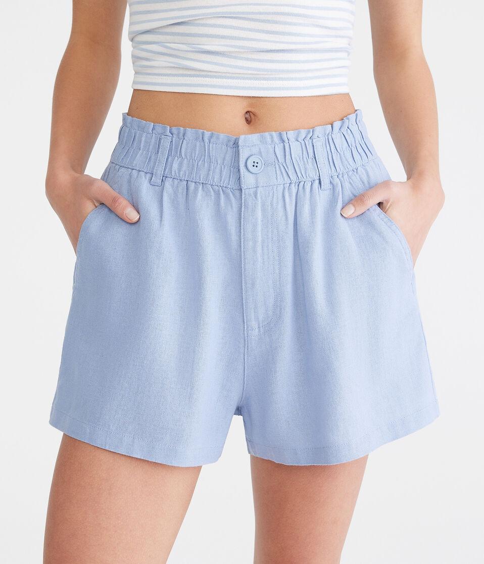 aéropostale High-Rise Linen Shorts royal blue