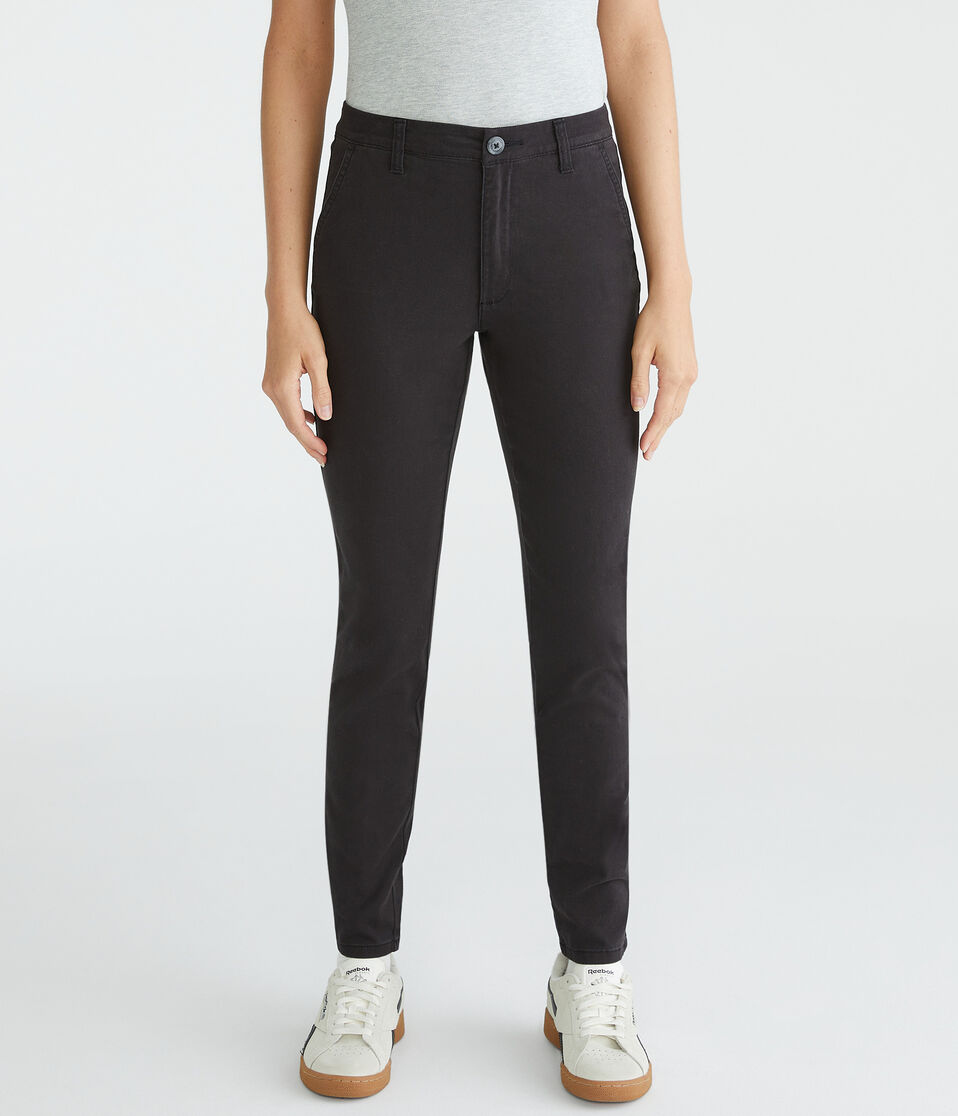 Aéropostale High-Rise Slim Twill Pants Black