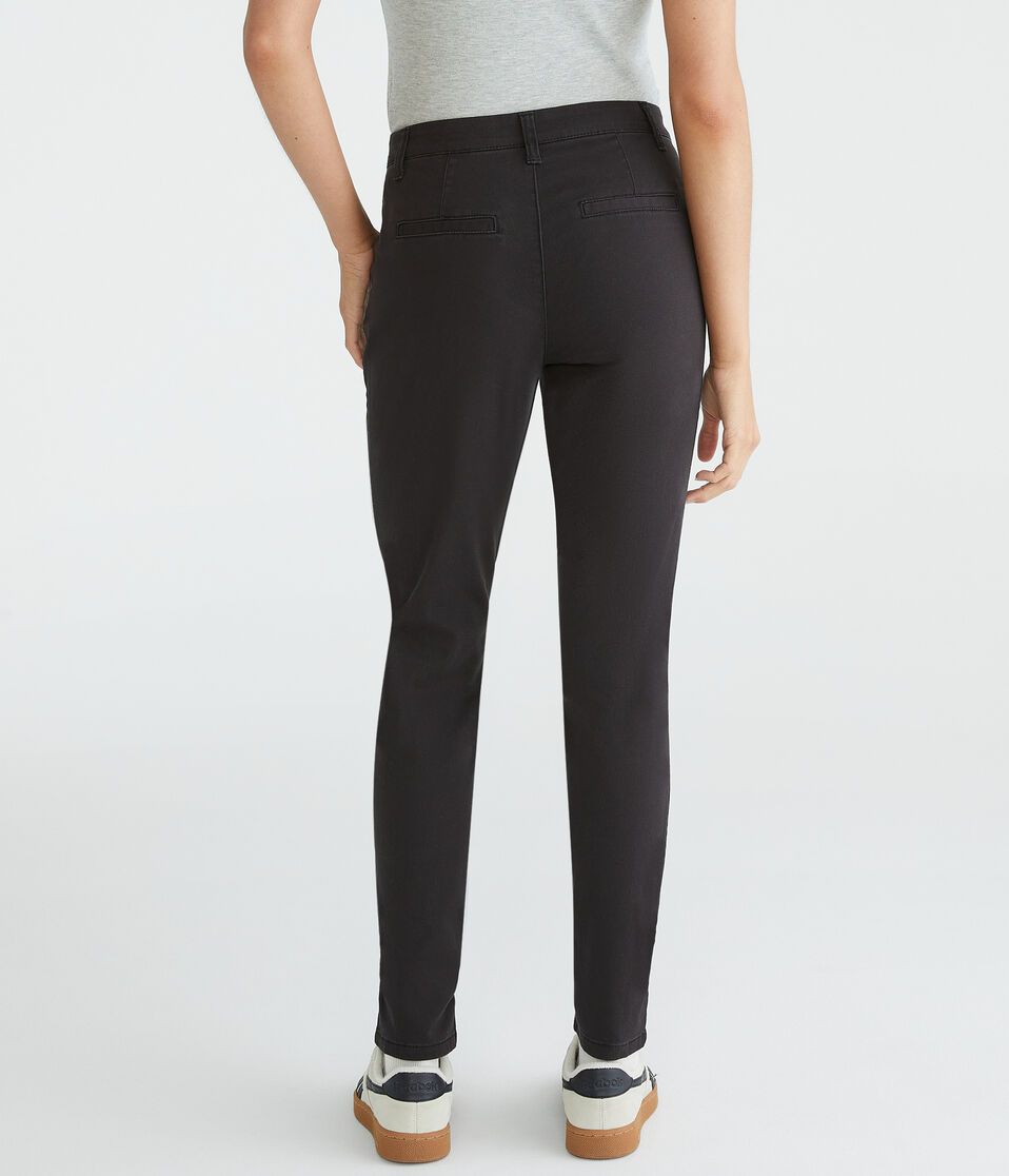Aéropostale High-Rise Slim Twill Pants Black