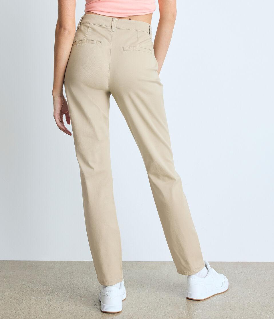 Aéropostale High-Rise Slim Twill Pants Summer Tan