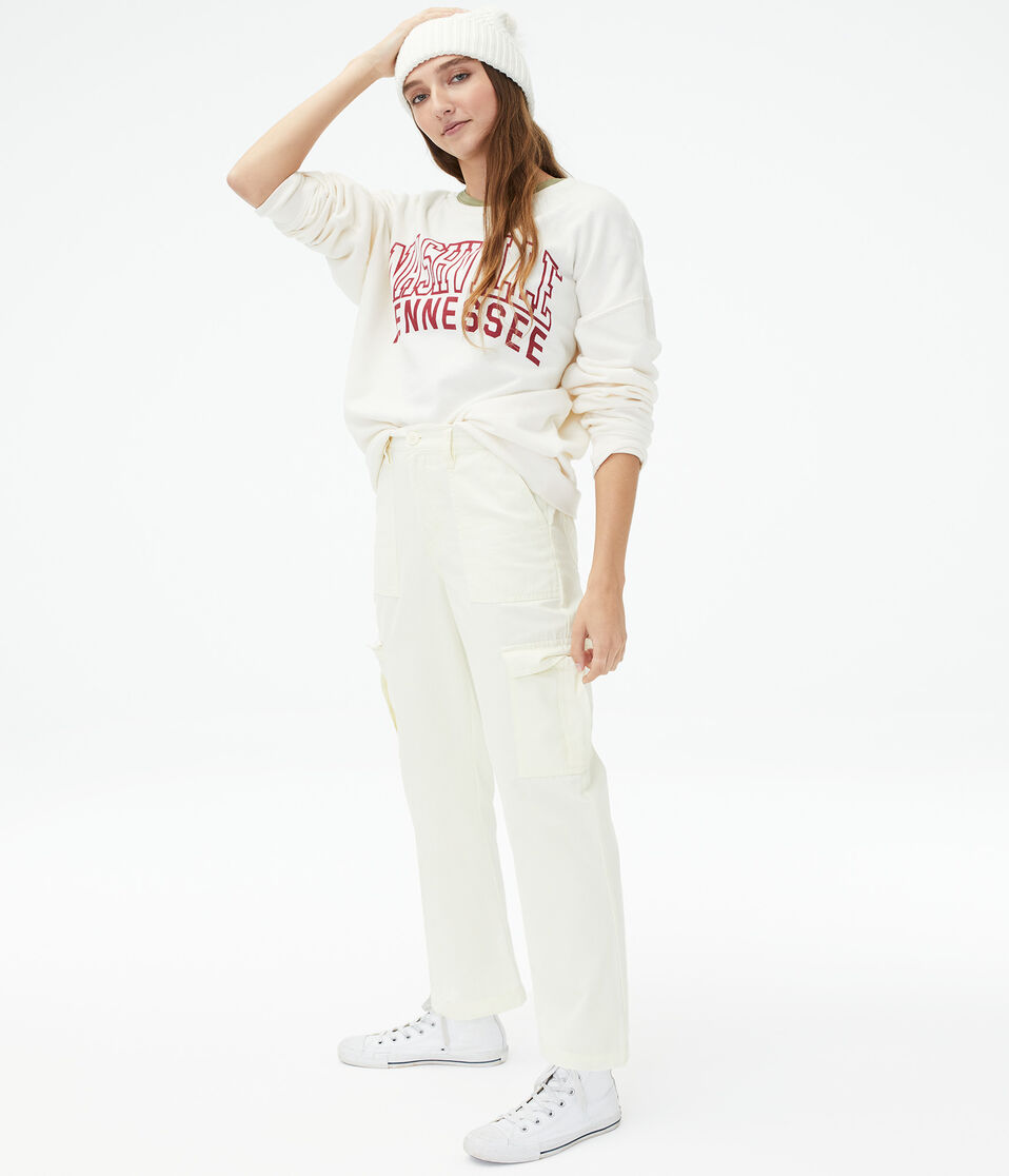 Aéropostale High-Rise Straight Cargo Pants Nude