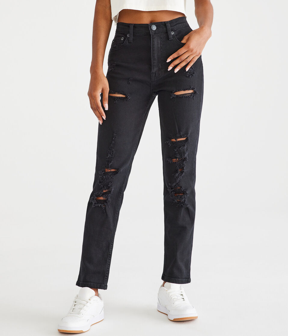 aéropostale High-Rise Stretch Mom Jean black