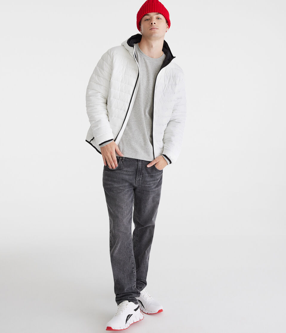 Aéropostale Hooded Midweight Puffer Jacket Bleach