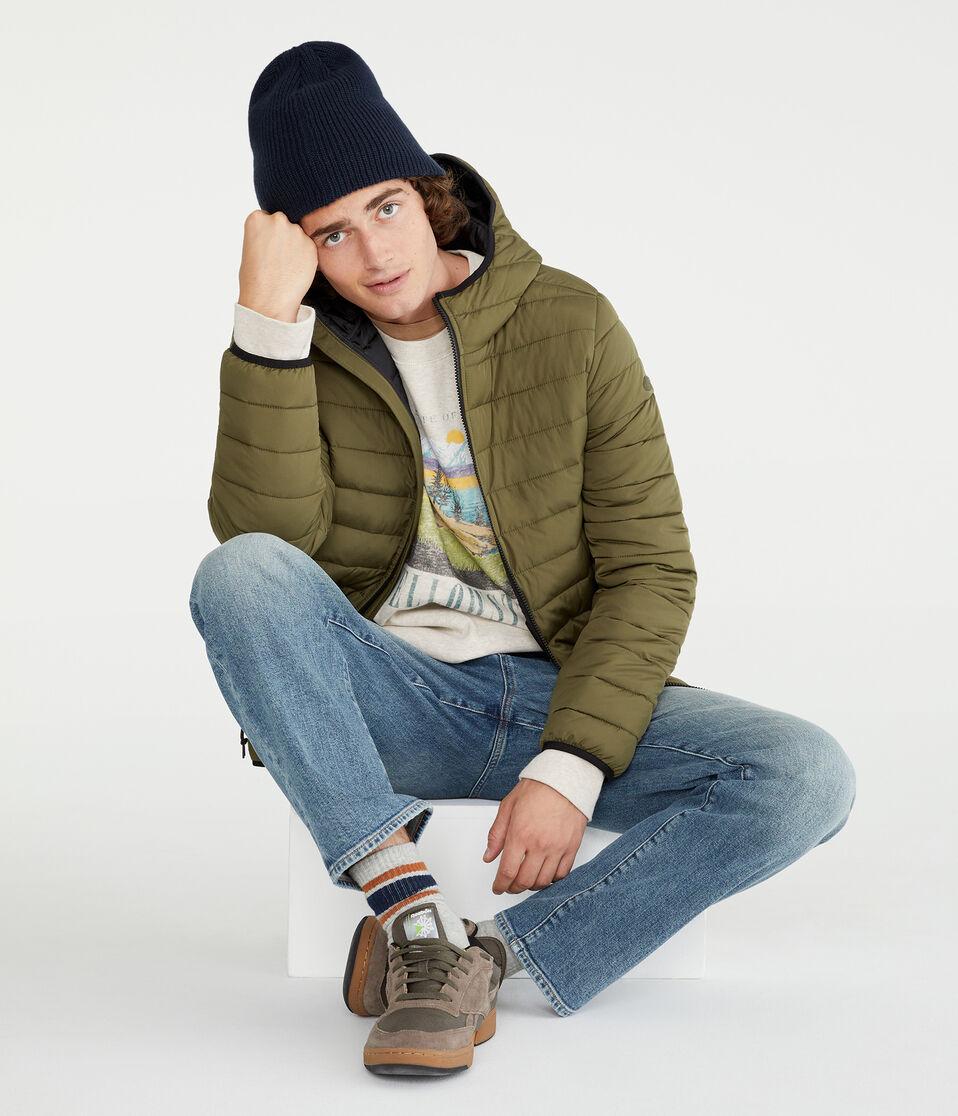 Aéropostale Hooded Midweight Puffer Jacket Olive