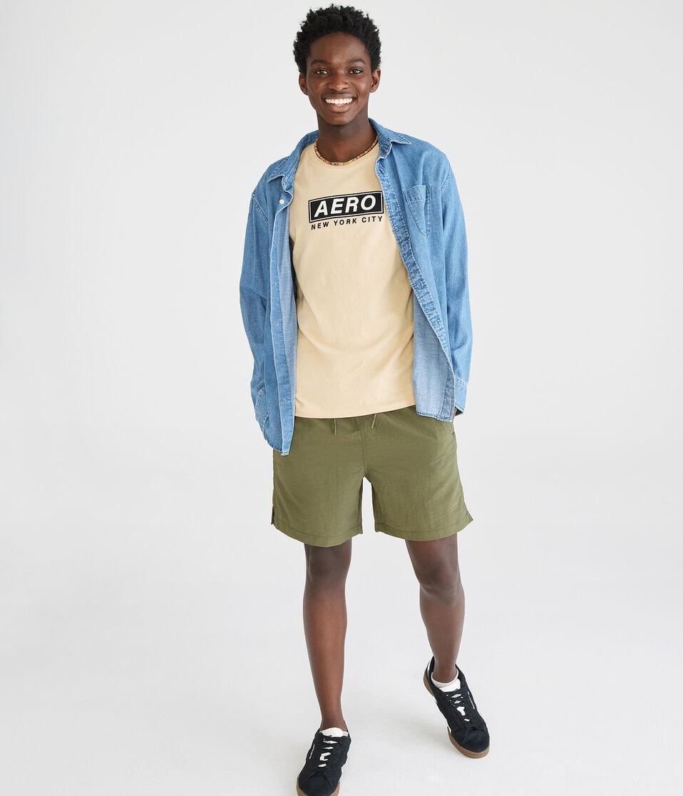 Aéropostale Kickback Jogger Shorts 6.5" Eucalyptus