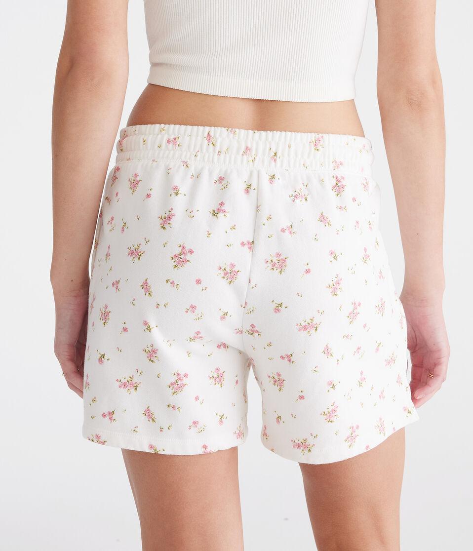 Aéropostale LA Floral Fleece Slouchy Shorts Cream
