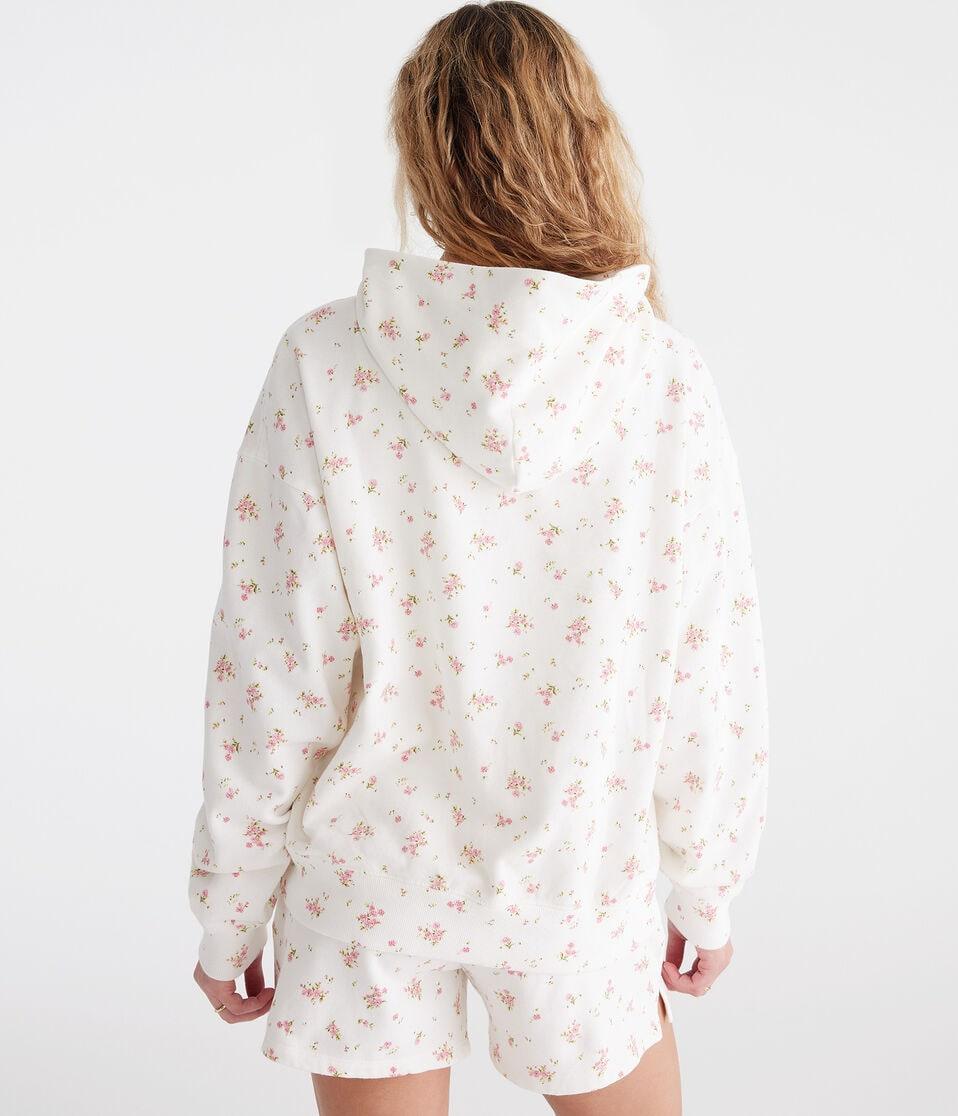 Aéropostale LA Floral Pullover Hoodie Cream