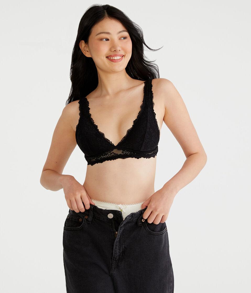 aéropostale Lace Plunge Bralette black fox