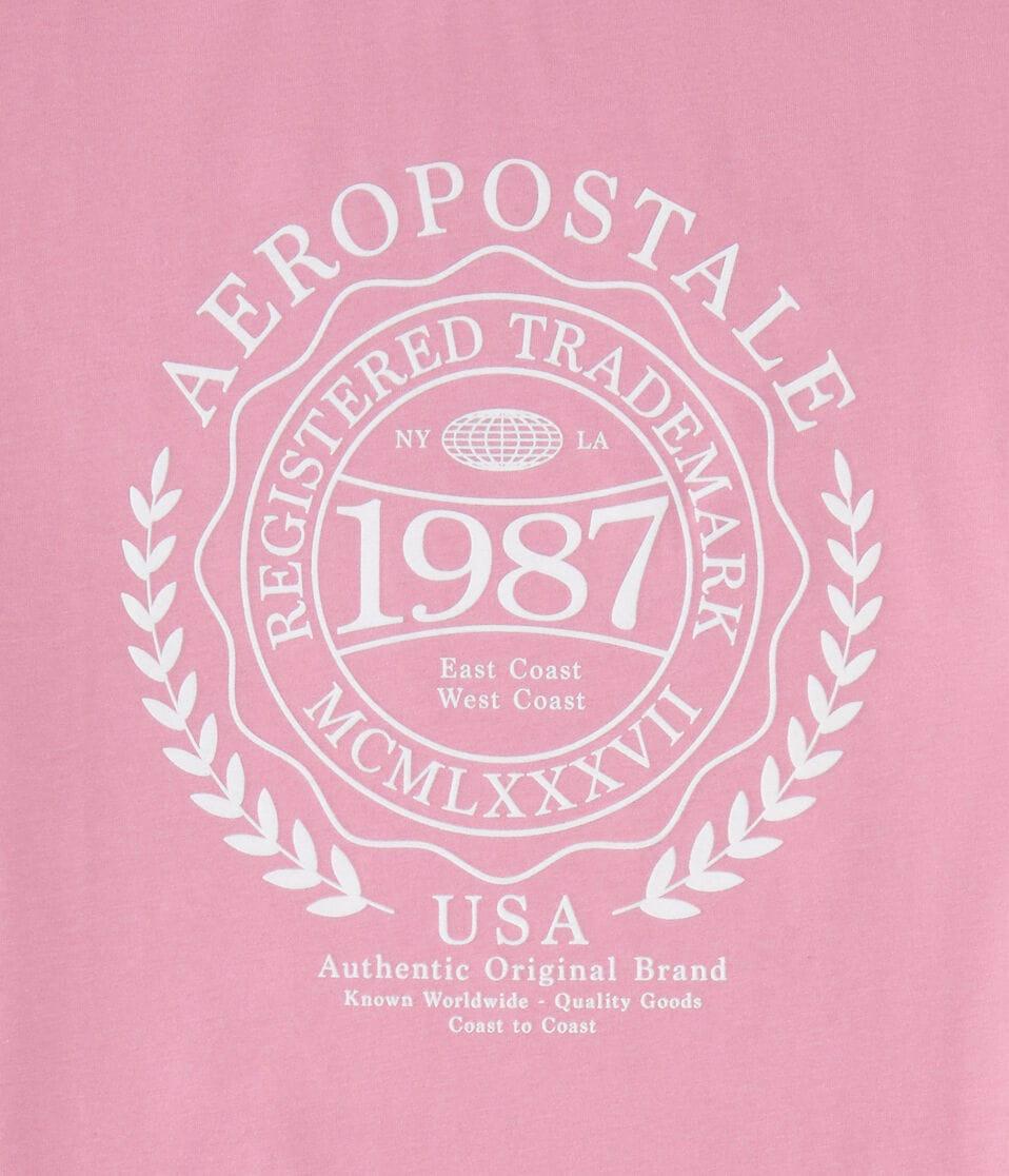 Aéropostale Aeropostale Laurel Circle Flocked Graphic Tee Gala Pink