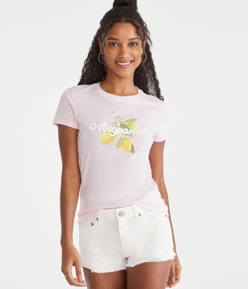 aéropostale Aeropostale Lemons Appliqué Graphic Tee fiesta pink