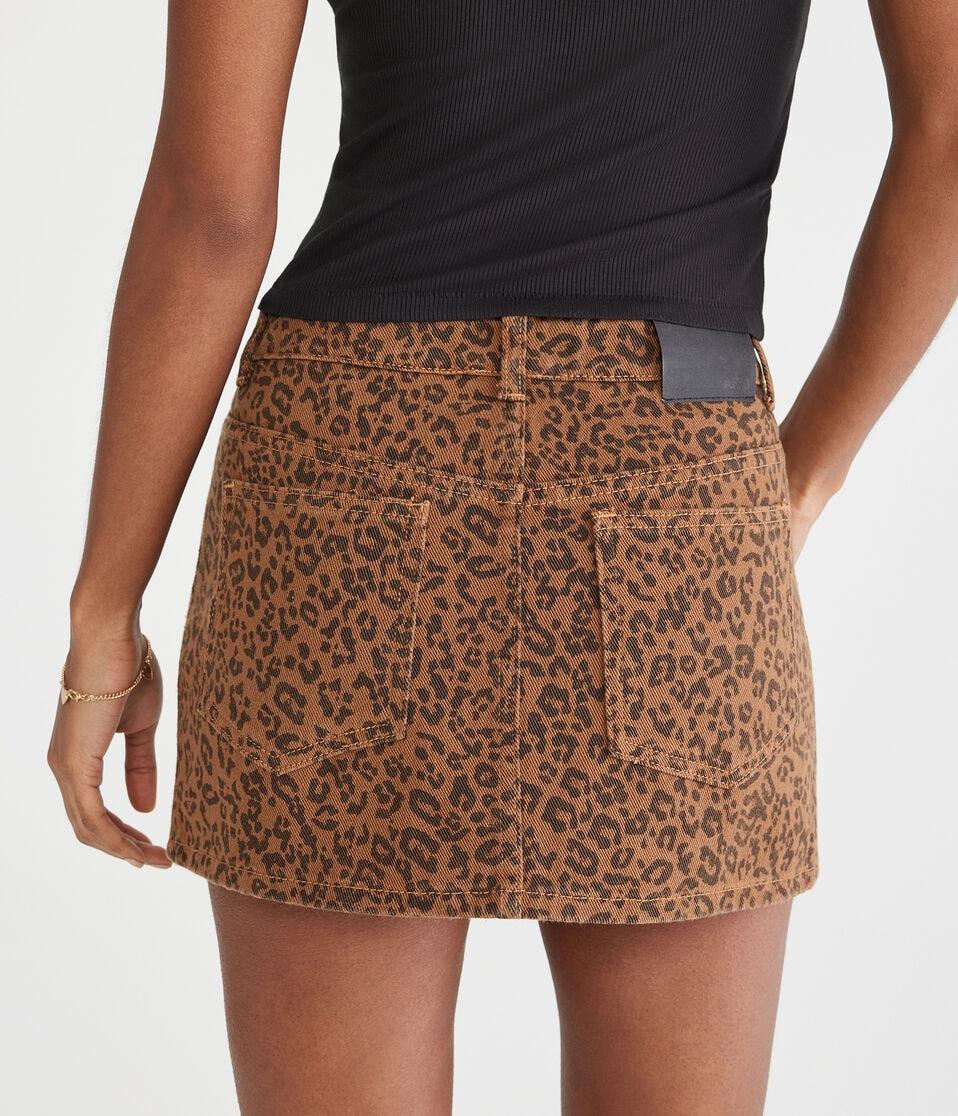 Aéropostale Leopard Print Denim Mini Skirt Multi