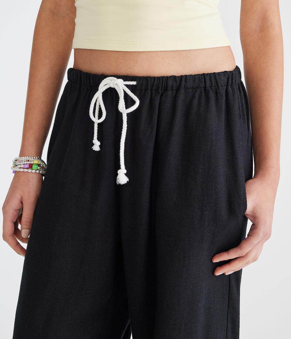 Aéropostale Linen Drawstring Pants Black Fox