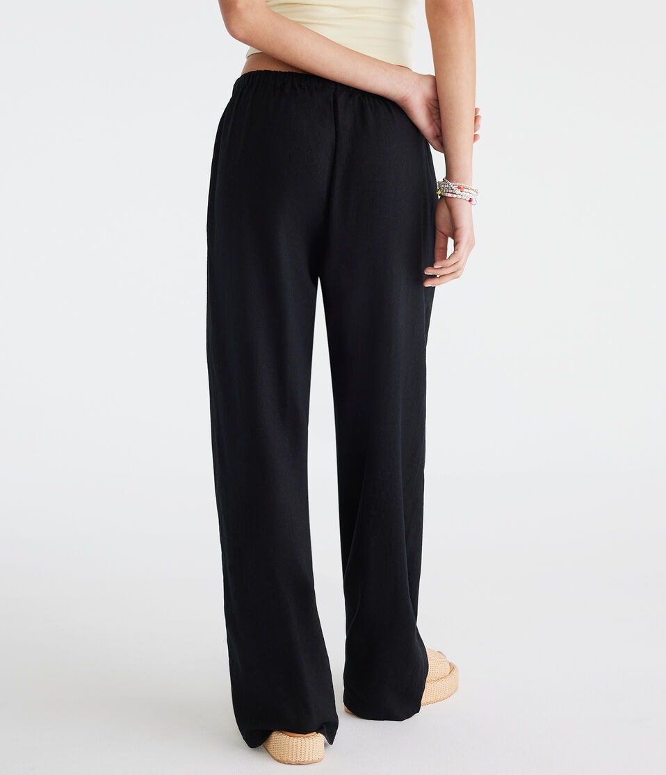 Aéropostale Linen Drawstring Pants Black Fox