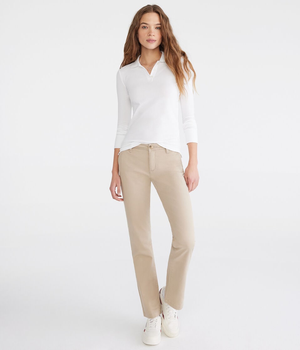 Aéropostale Long Sleeve Uniform Piqué Polo Bleach