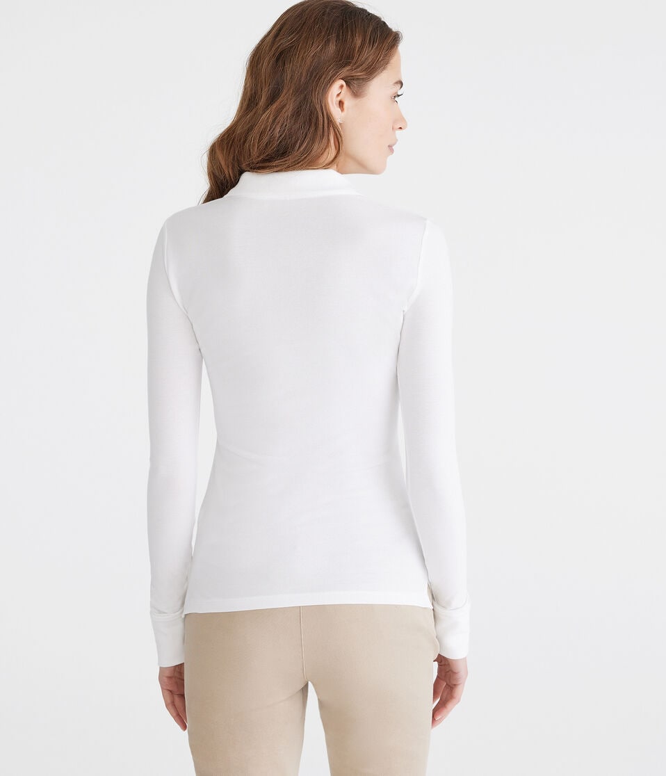 Aéropostale Long Sleeve Uniform Piqué Polo Bleach