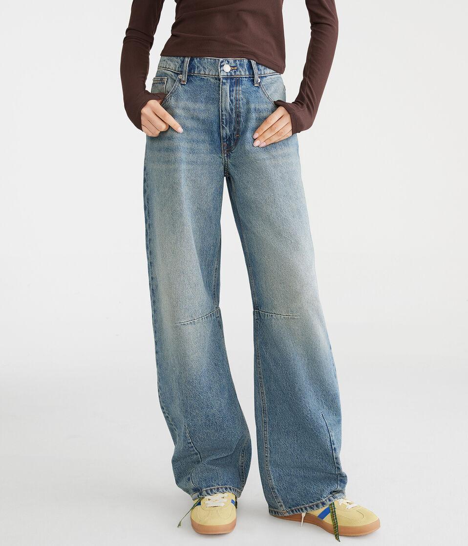 aéropostale Low-Rise Baggy Barrel Jean medium wash