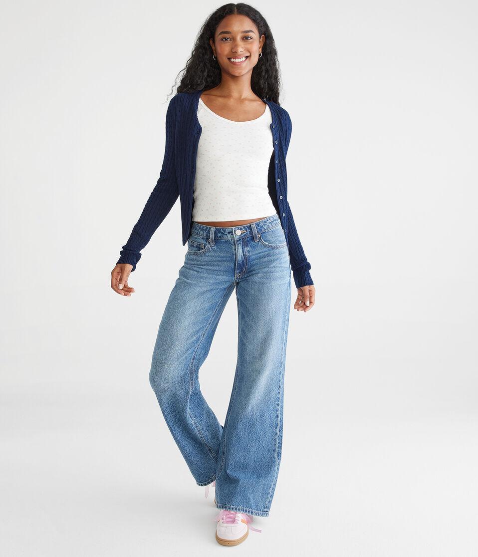 Aéropostale Low-Rise Baggy Flare Jean Medium Wash