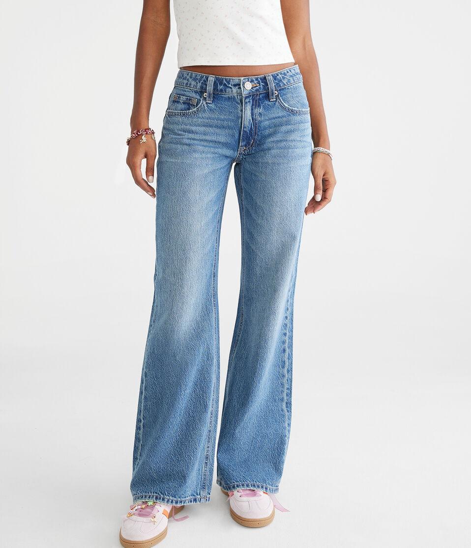 aéropostale Low-Rise Baggy Flare Jean medium wash