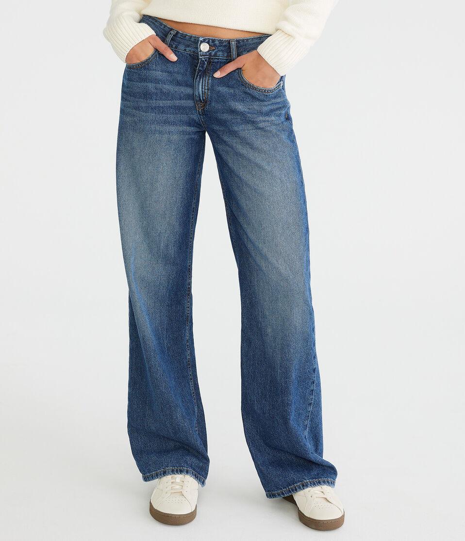 aéropostale Low-Rise Baggy Wide Leg Jean dark wash