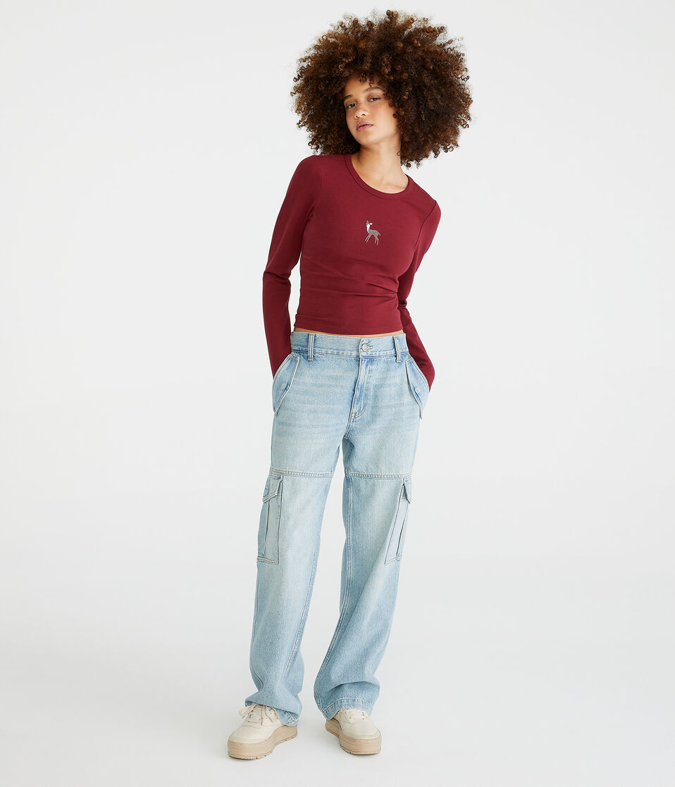 Aéropostale Low-Rise Cargo Jean Light Wash