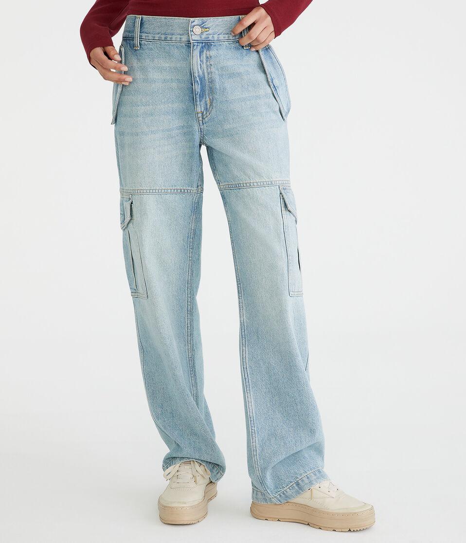 aéropostale Low-Rise Cargo Jean light wash