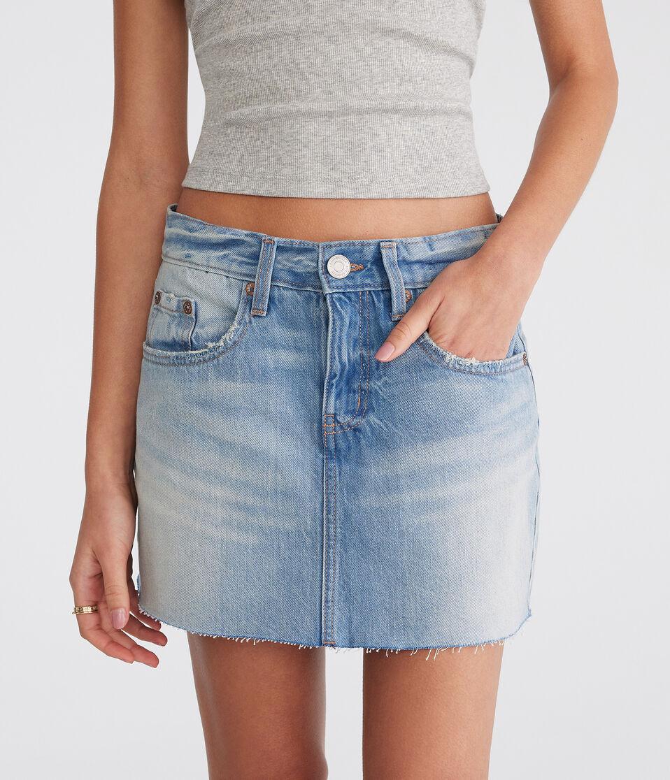 aéropostale Low-Rise Denim Mini Skirt light wash