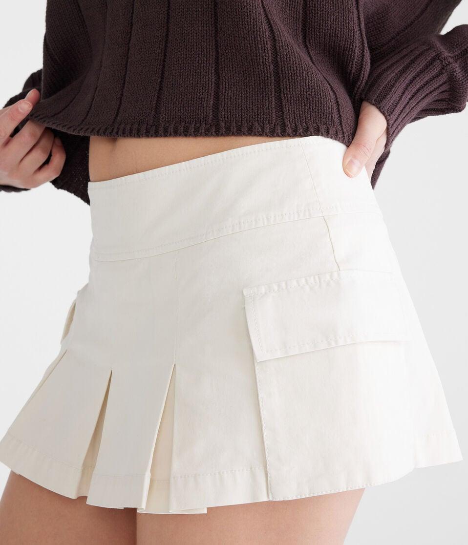 Aéropostale Low-Rise Pleated Cargo Mini Skort Nude