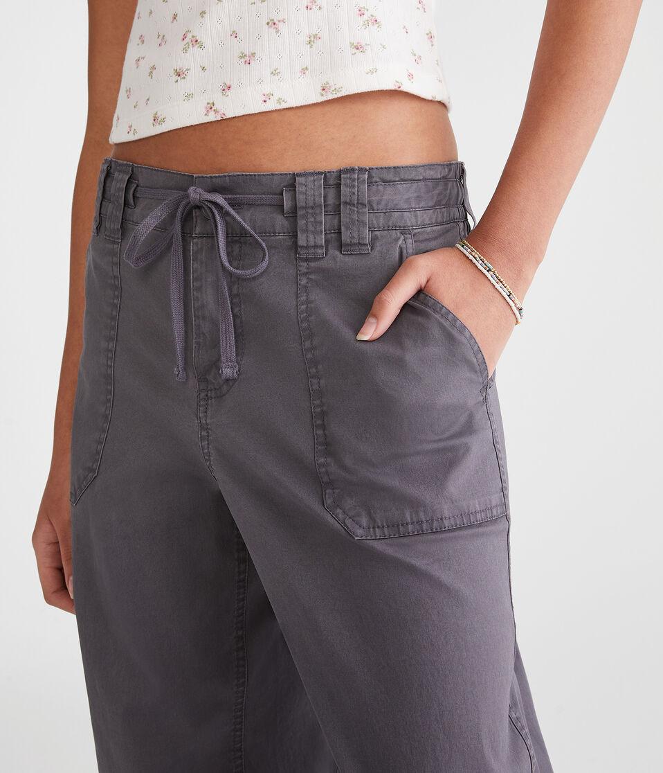 Aéropostale Low-Rise Twill Wide Leg Pants Magnet