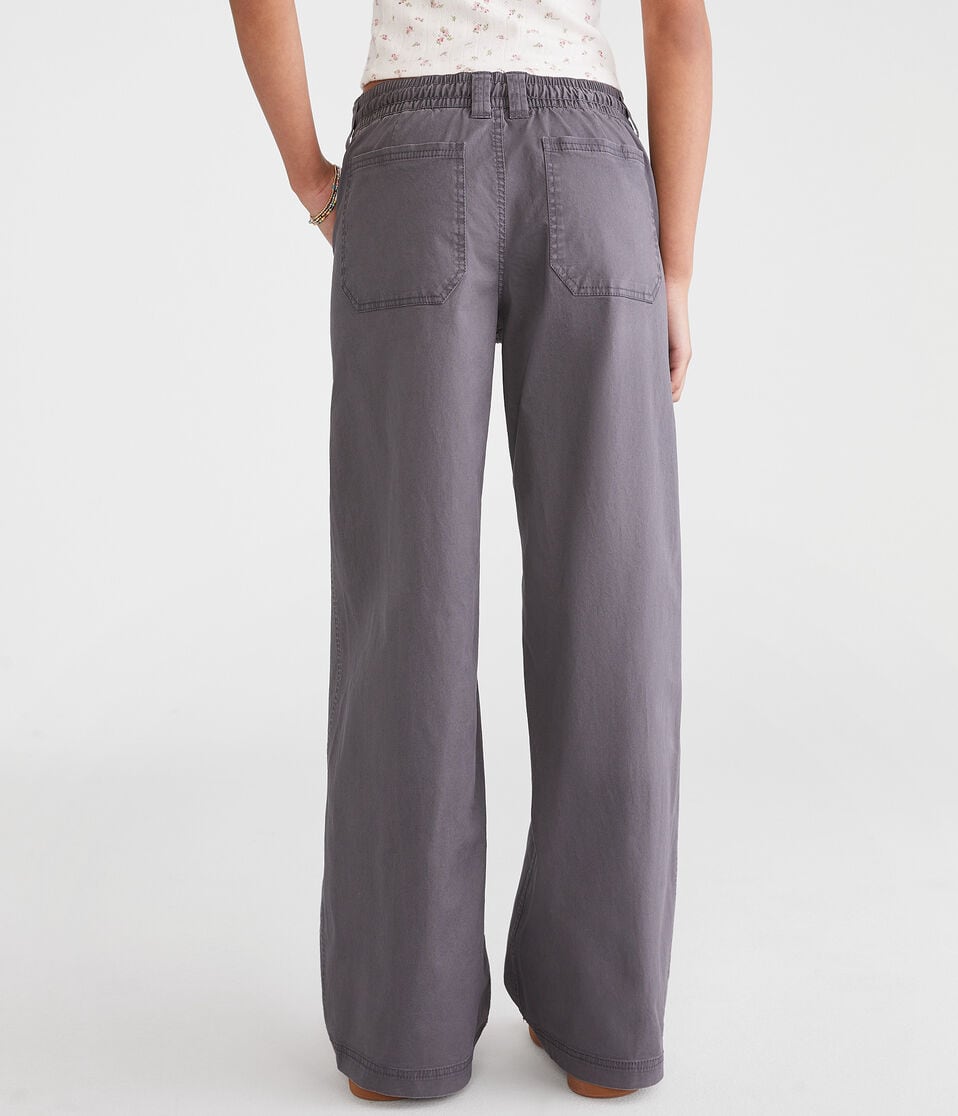 Aéropostale Low-Rise Twill Wide Leg Pants Magnet