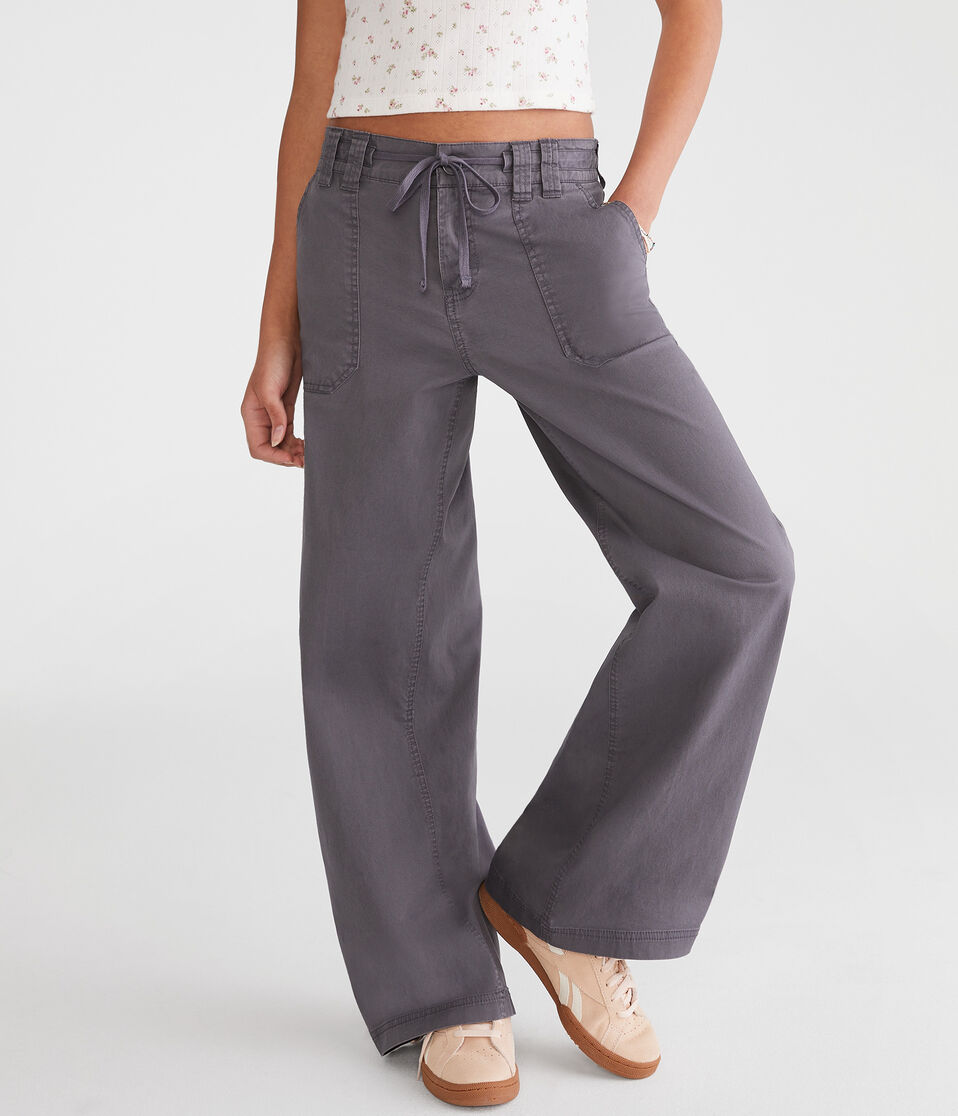 aéropostale Low-Rise Twill Wide Leg Pants magnet