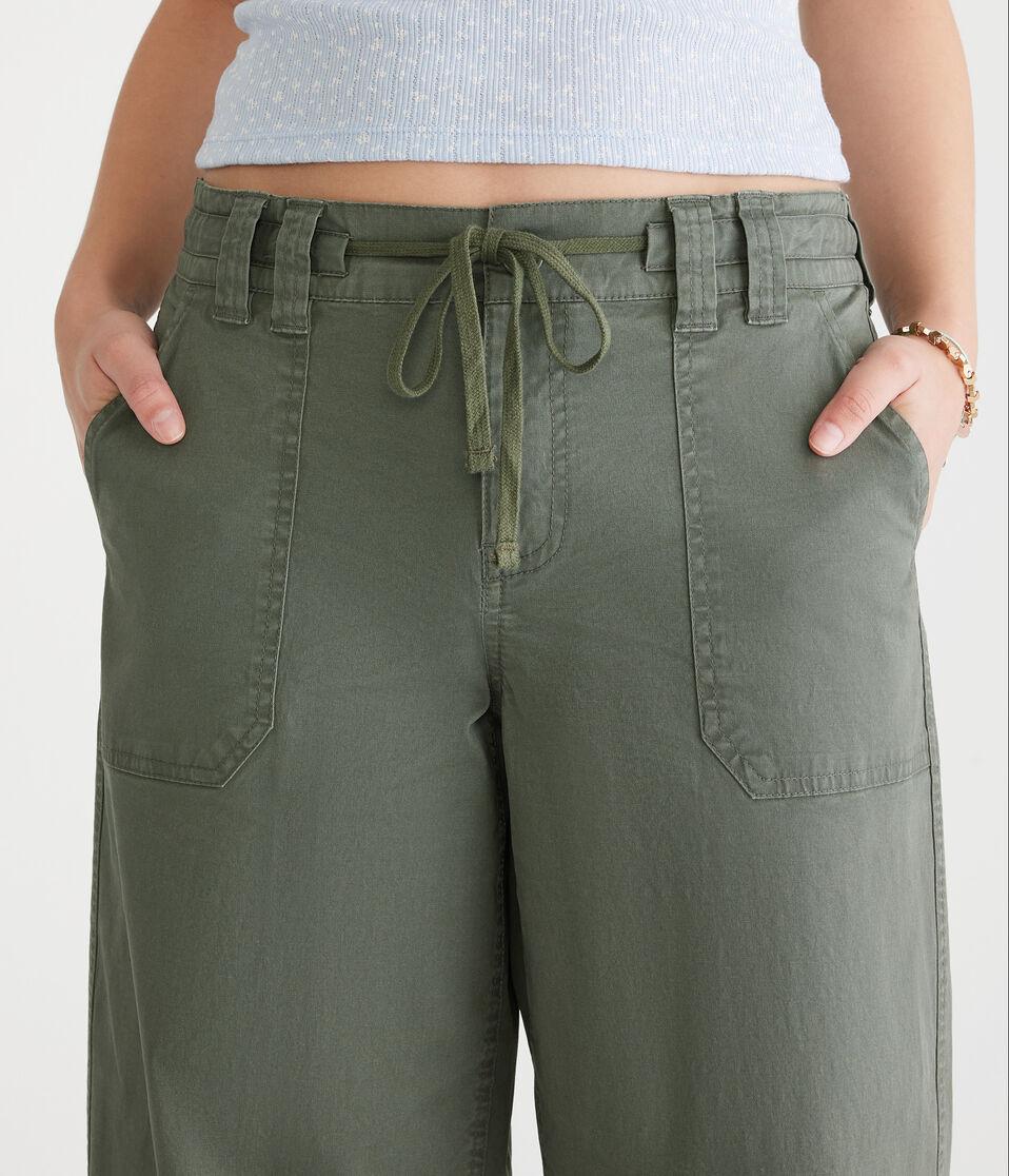 Aéropostale Low-Rise Twill Wide Leg Pants Olive