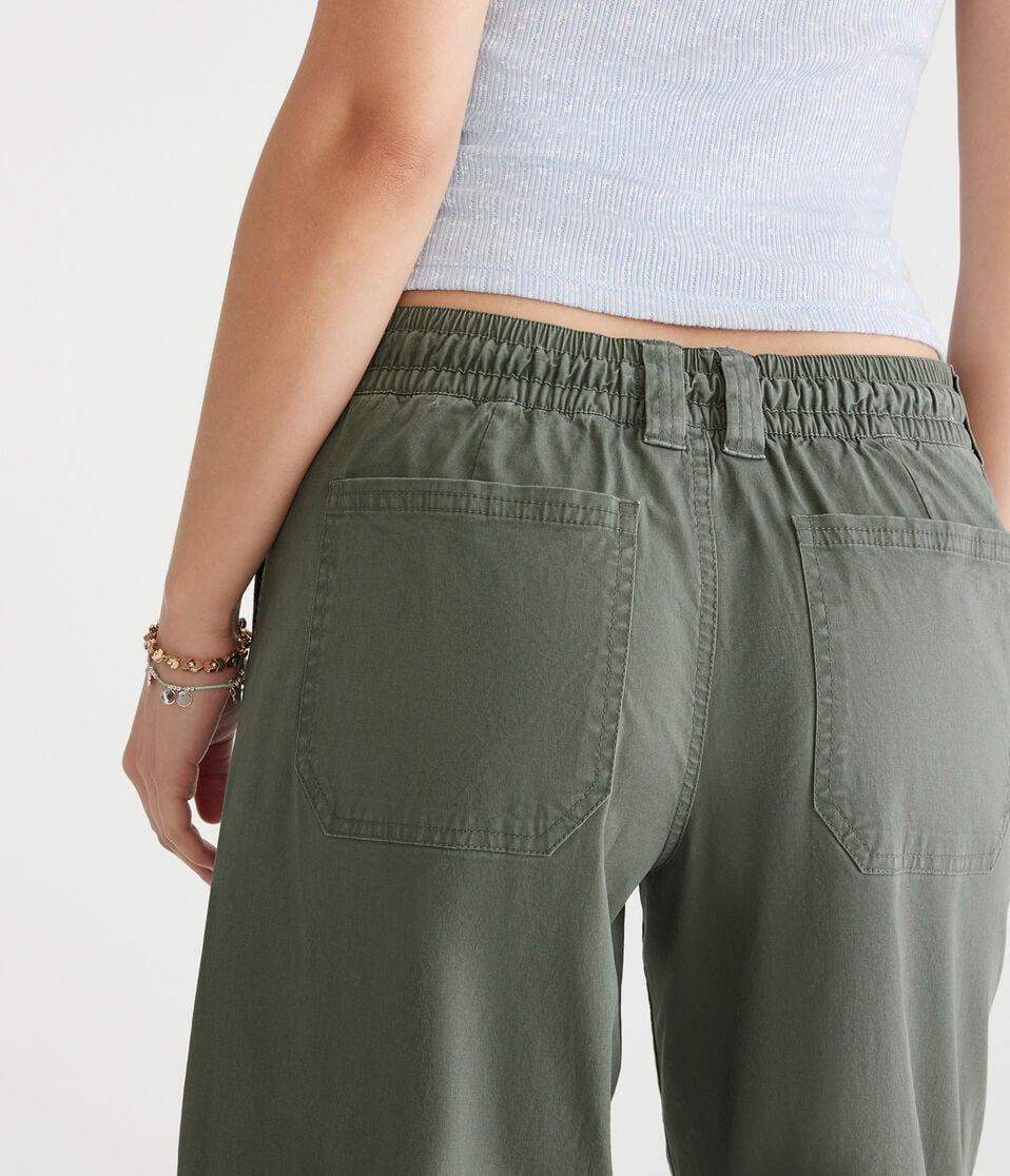 Aéropostale Low-Rise Twill Wide Leg Pants Olive