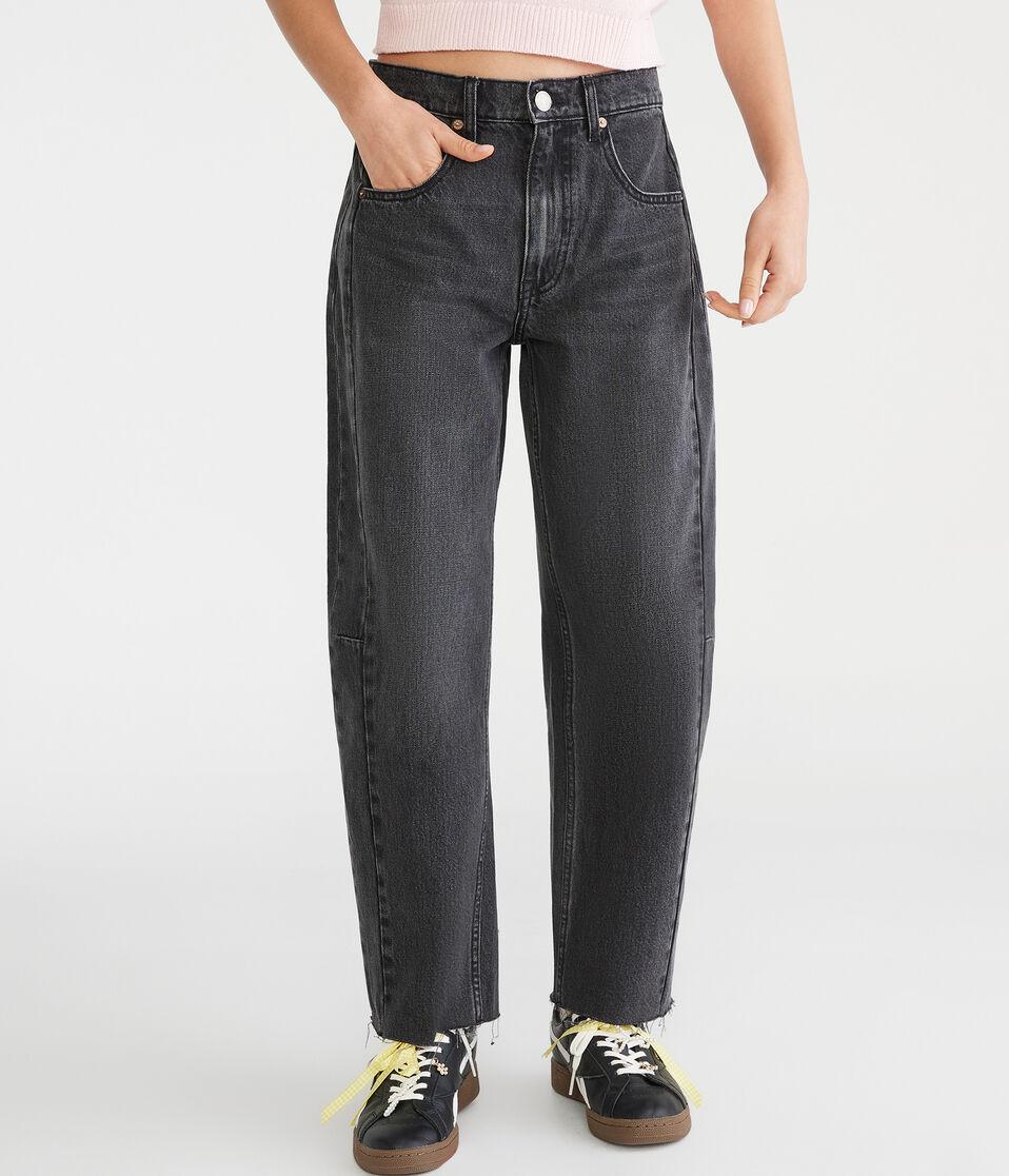 aéropostale Mid-Rise Barrel Leg Jean black