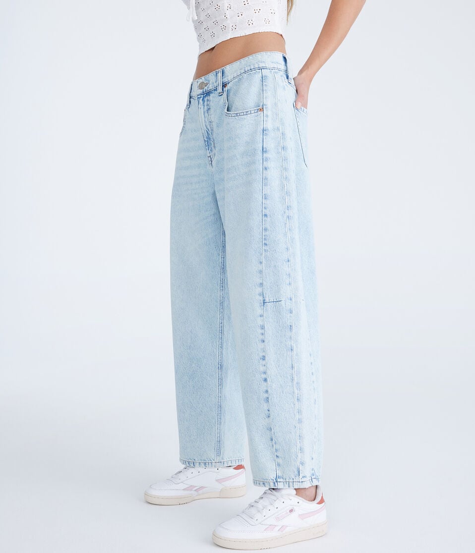 Aéropostale Mid-Rise Barrel Leg Jean Light Wash