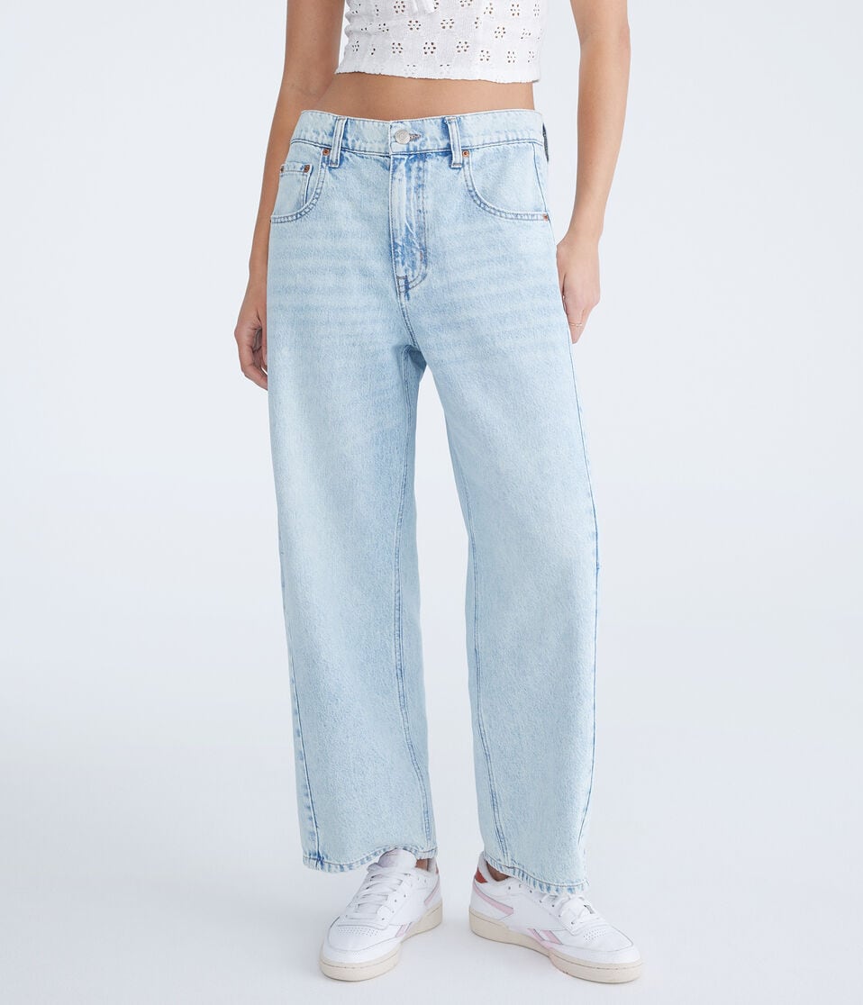 aéropostale Mid-Rise Barrel Leg Jean light wash