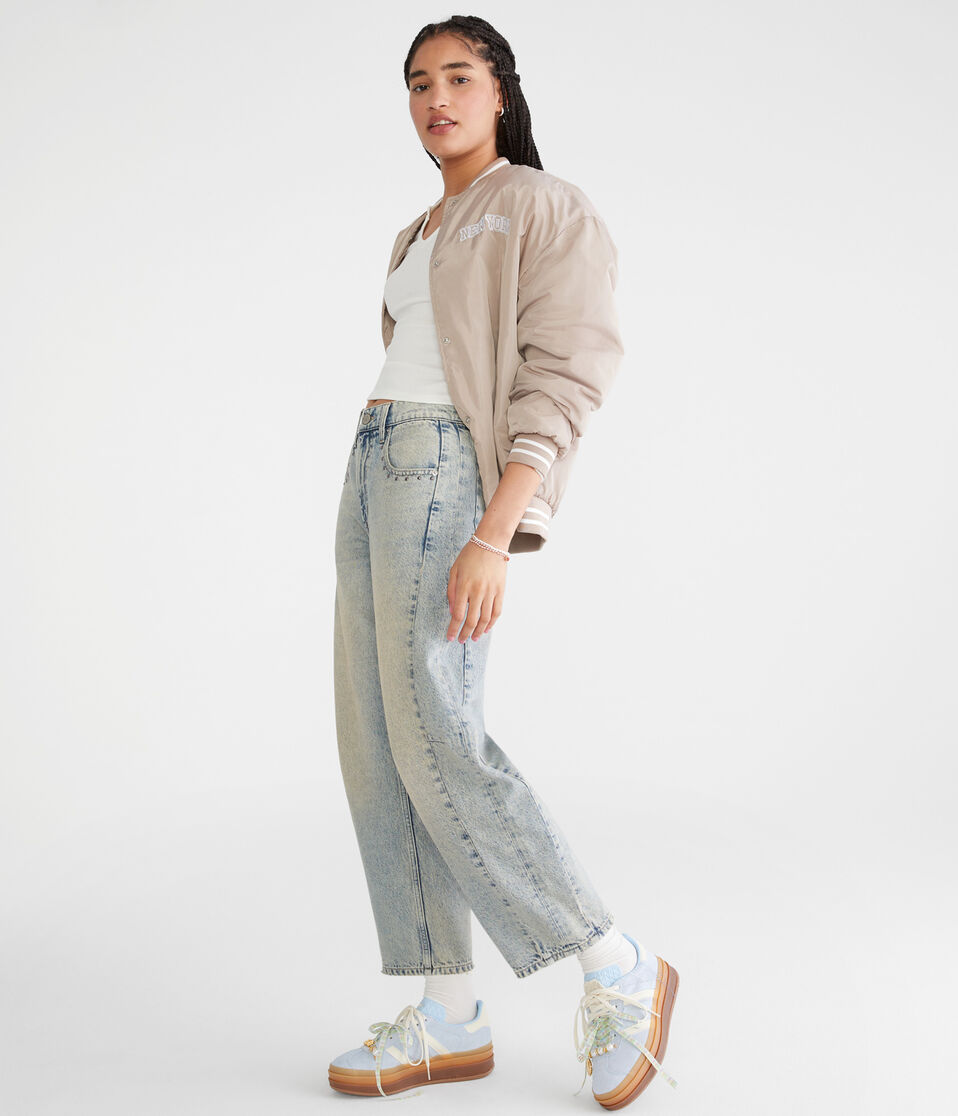 Aéropostale Mid-Rise Barrel Leg Jean Medium Wash