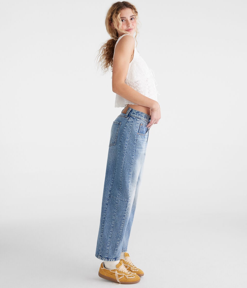 Aéropostale Mid-Rise Barrel Leg Jean Medium Wash