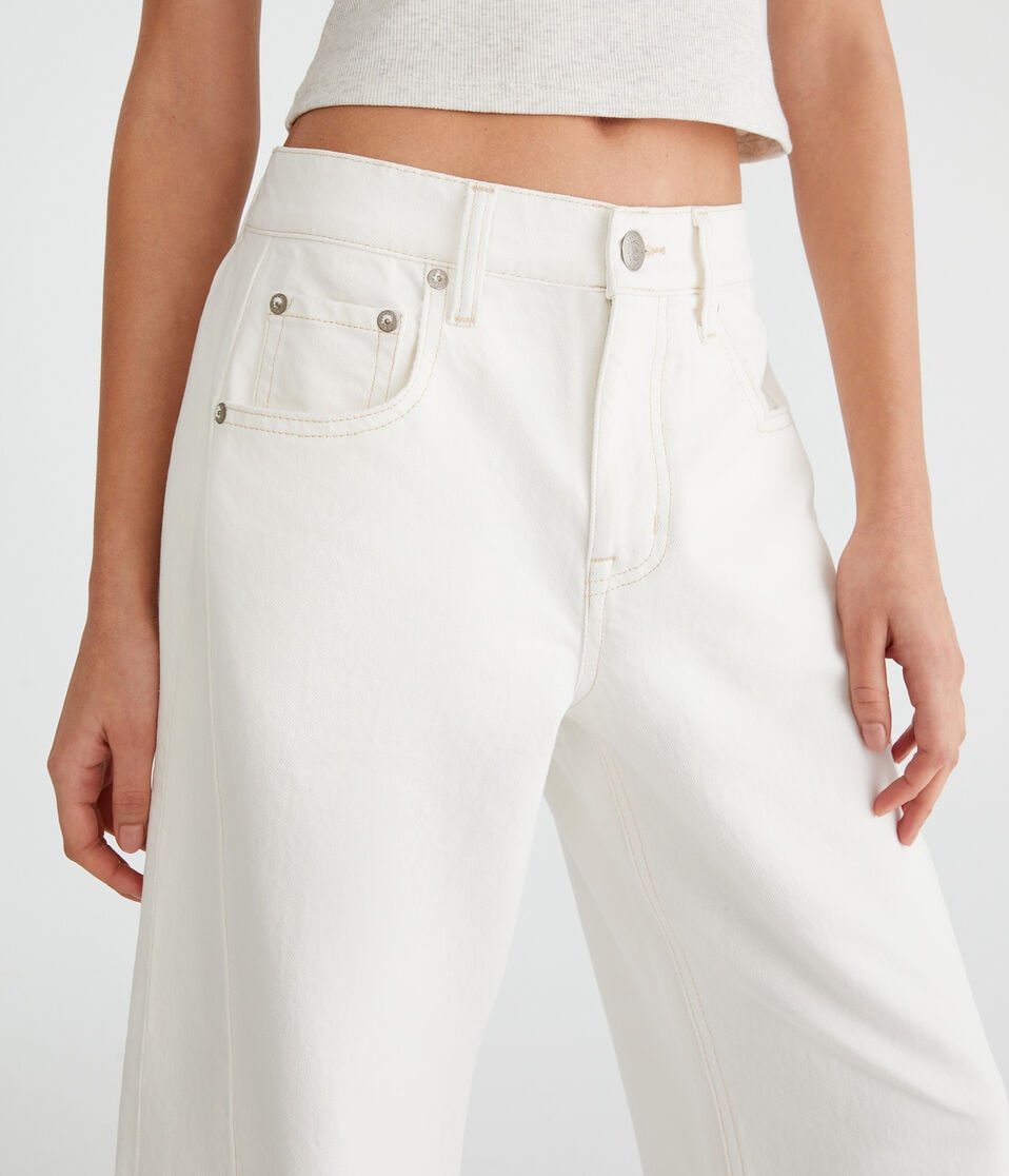 Aéropostale Mid-Rise Barrel Leg Jean White