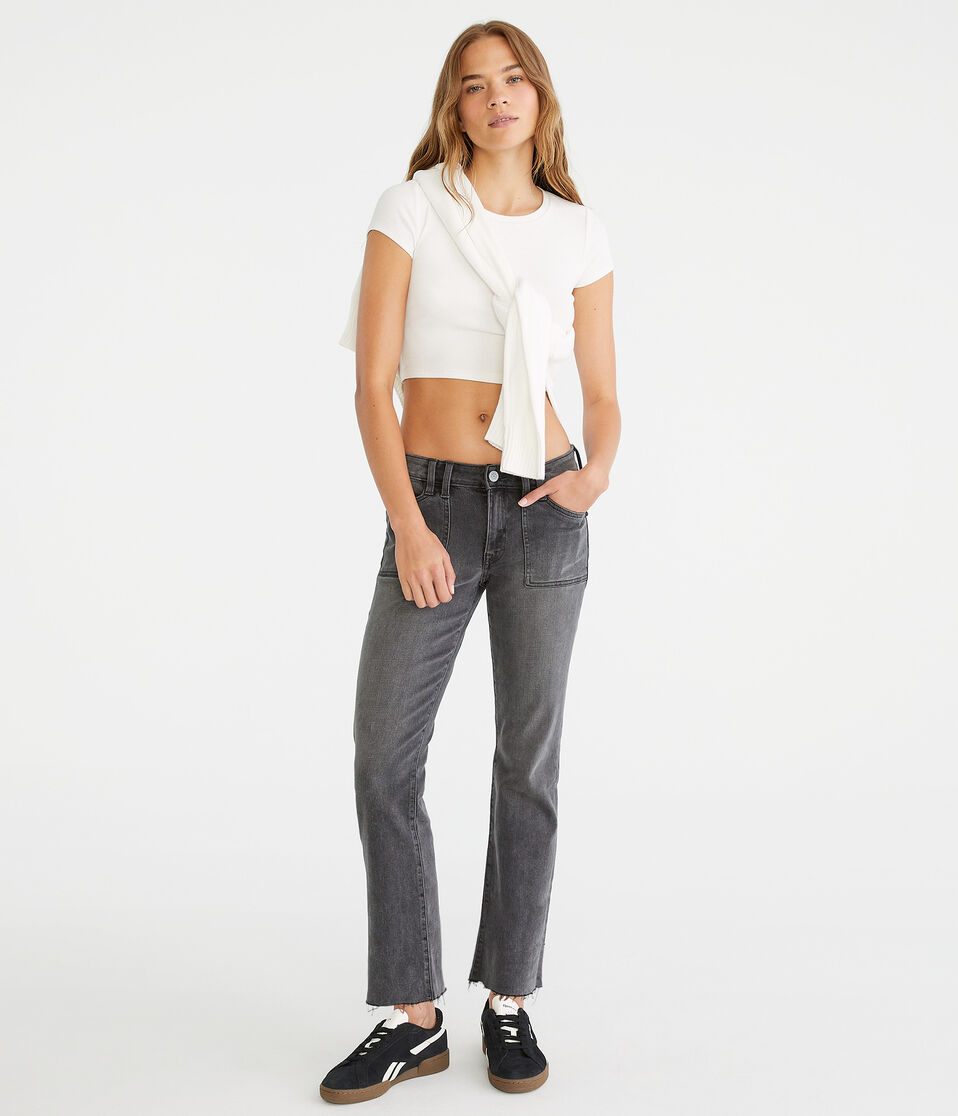 Aéropostale Mid-Rise Kick Flare Jean Grey Wash
