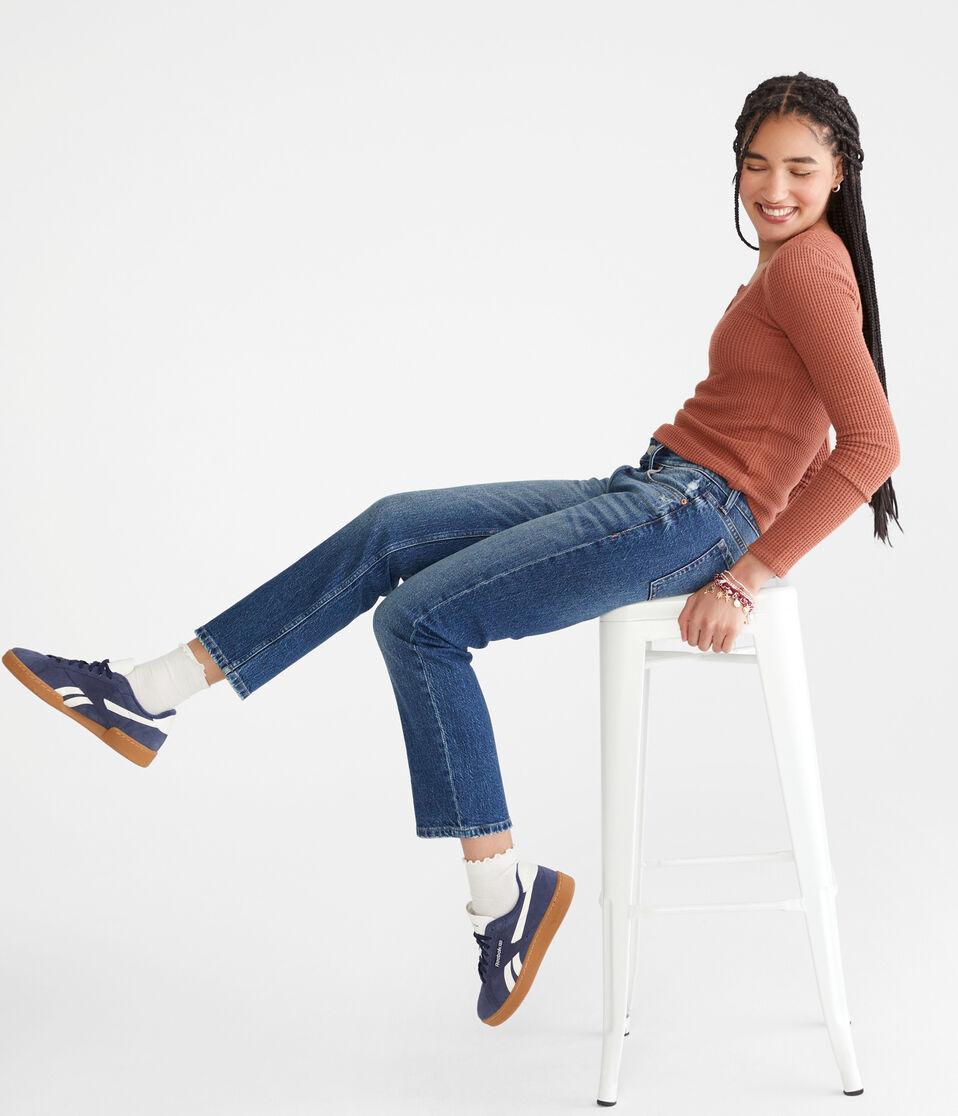Aéropostale Mid-Rise Straight Ankle Jean Dark Wash