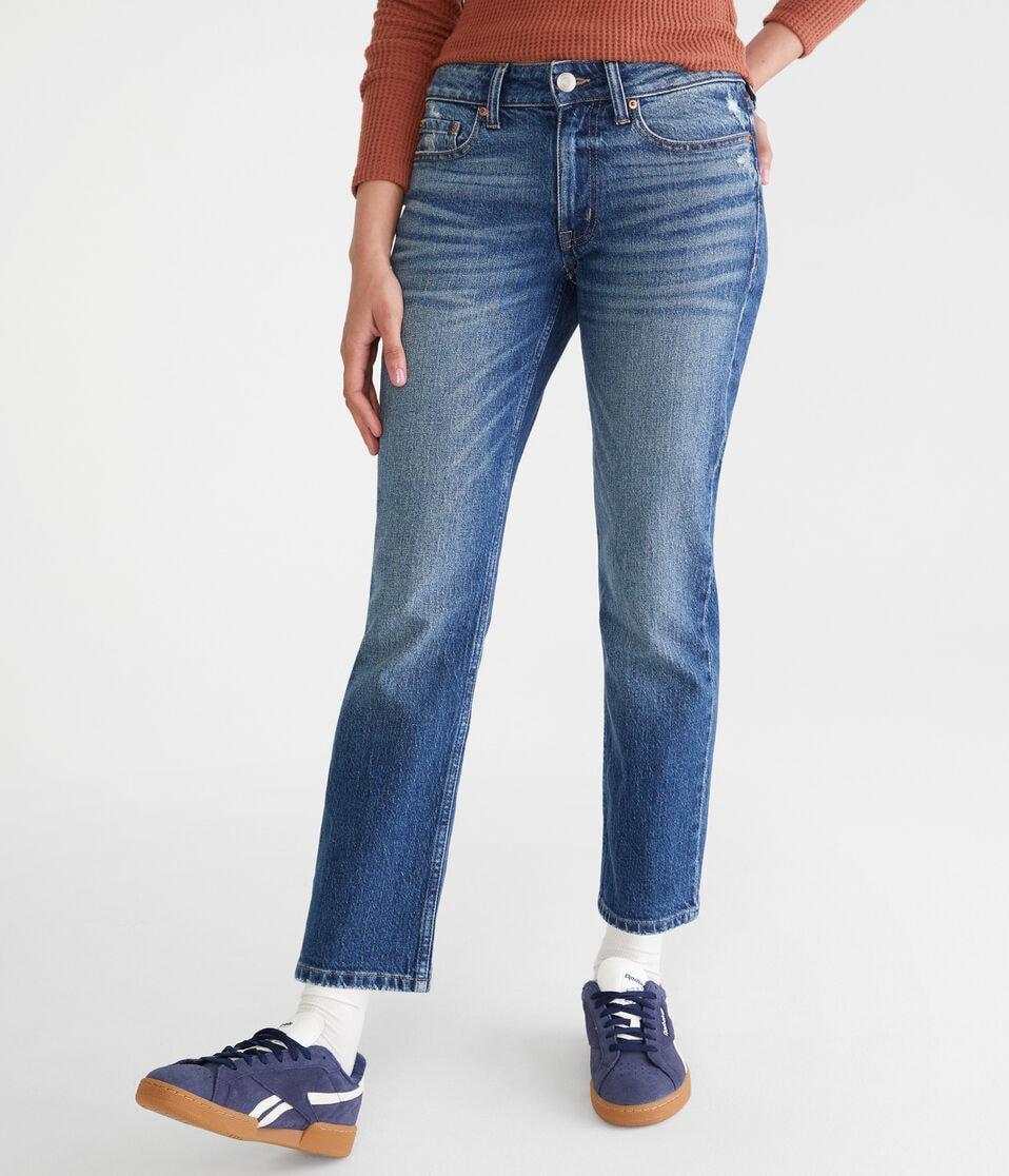 aéropostale Mid-Rise Straight Ankle Jean dark wash