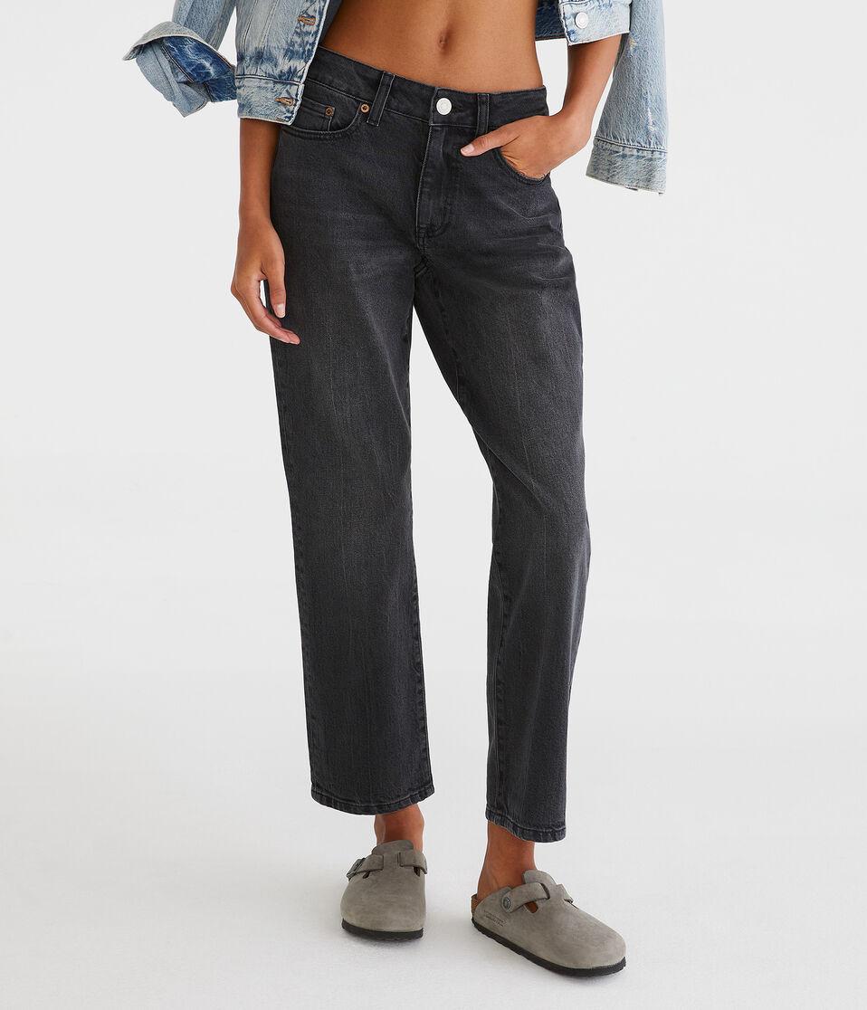 aéropostale Mid-Rise Straight Ankle Jean grey wash
