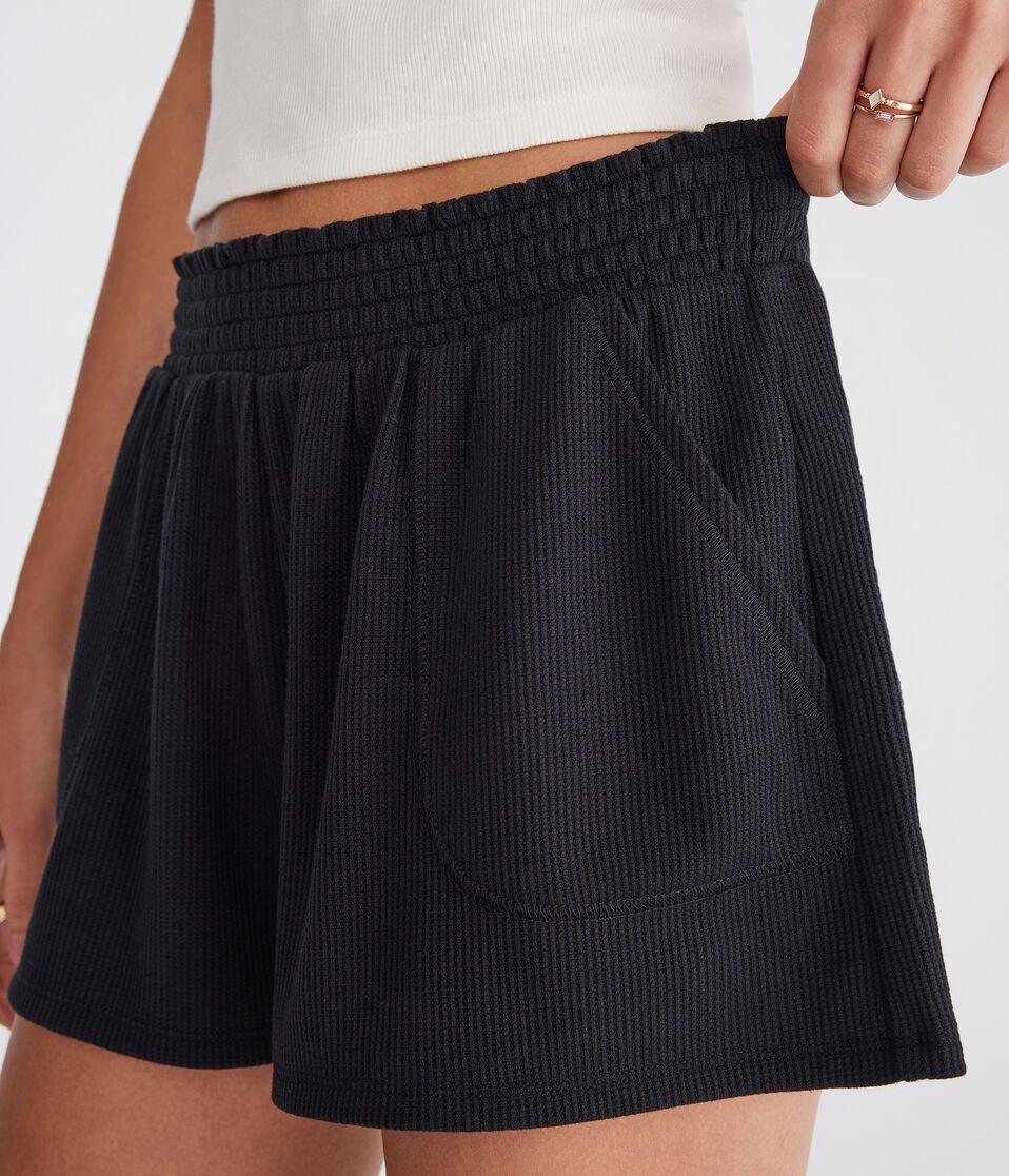 Aéropostale Mid-Rise Waffle Shorts Black Fox