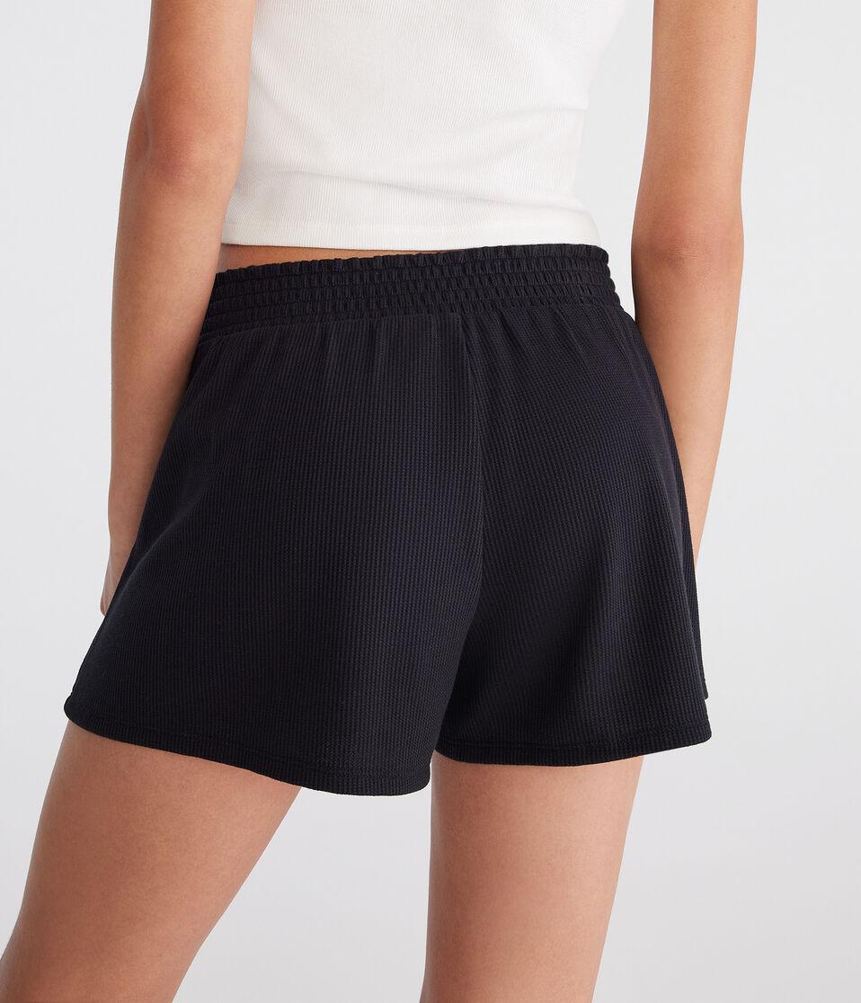 Aéropostale Mid-Rise Waffle Shorts Black Fox