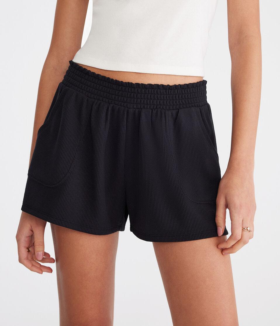 Aéropostale Mid-Rise Waffle Shorts Black Fox