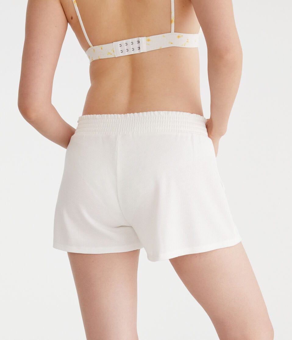 Aéropostale Mid-Rise Waffle Shorts Cream