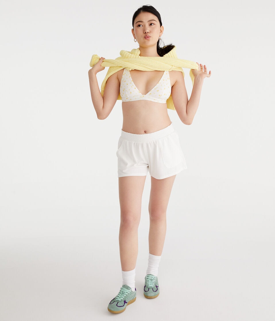 Aéropostale Mid-Rise Waffle Shorts Cream