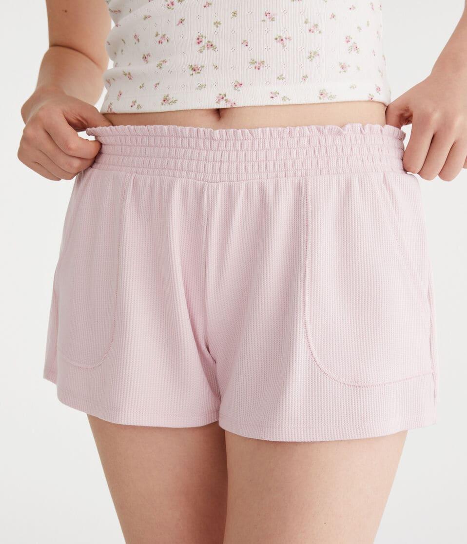 Aéropostale Mid-Rise Waffle Shorts Peach Whip