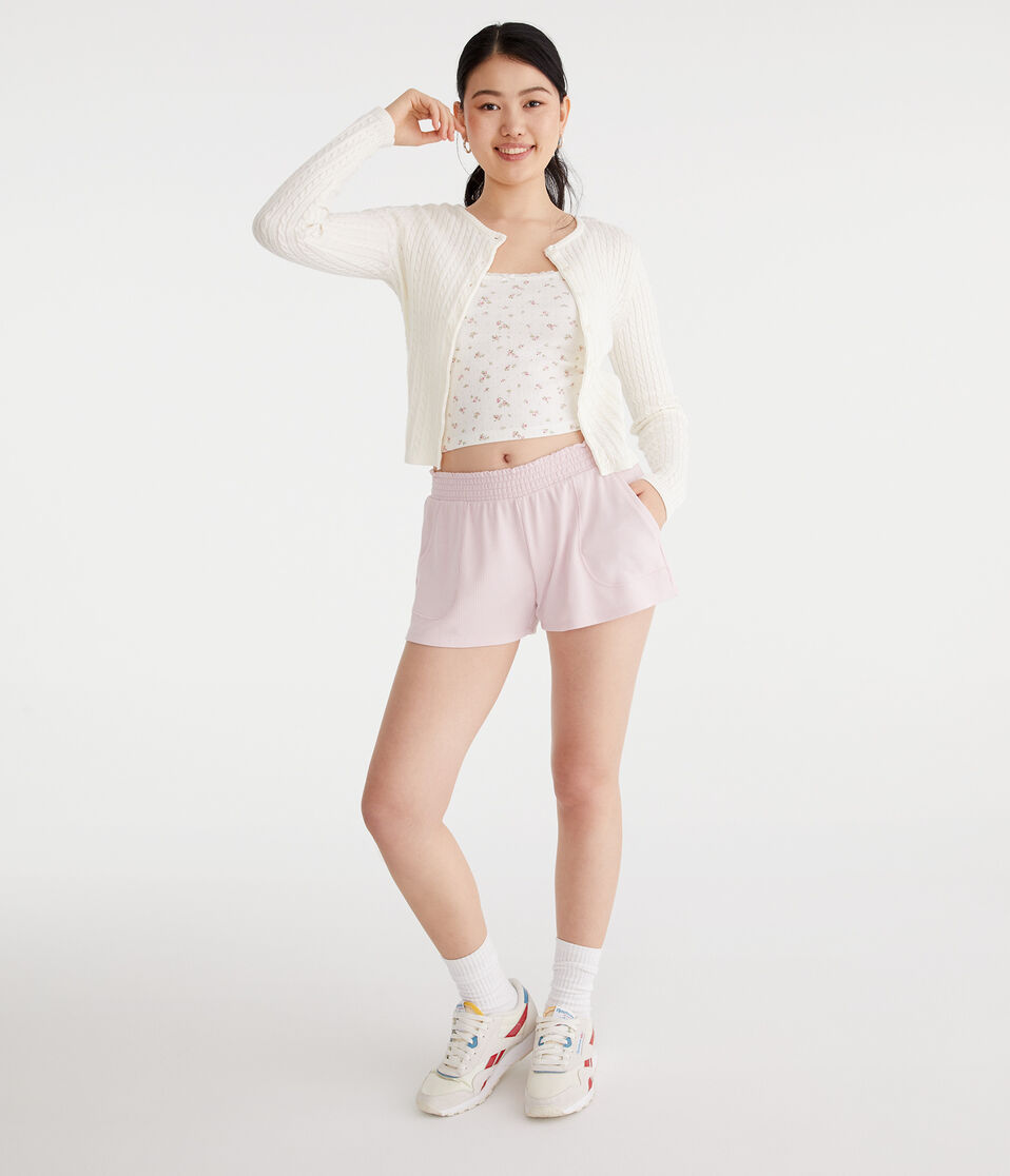 Aéropostale Mid-Rise Waffle Shorts Peach Whip